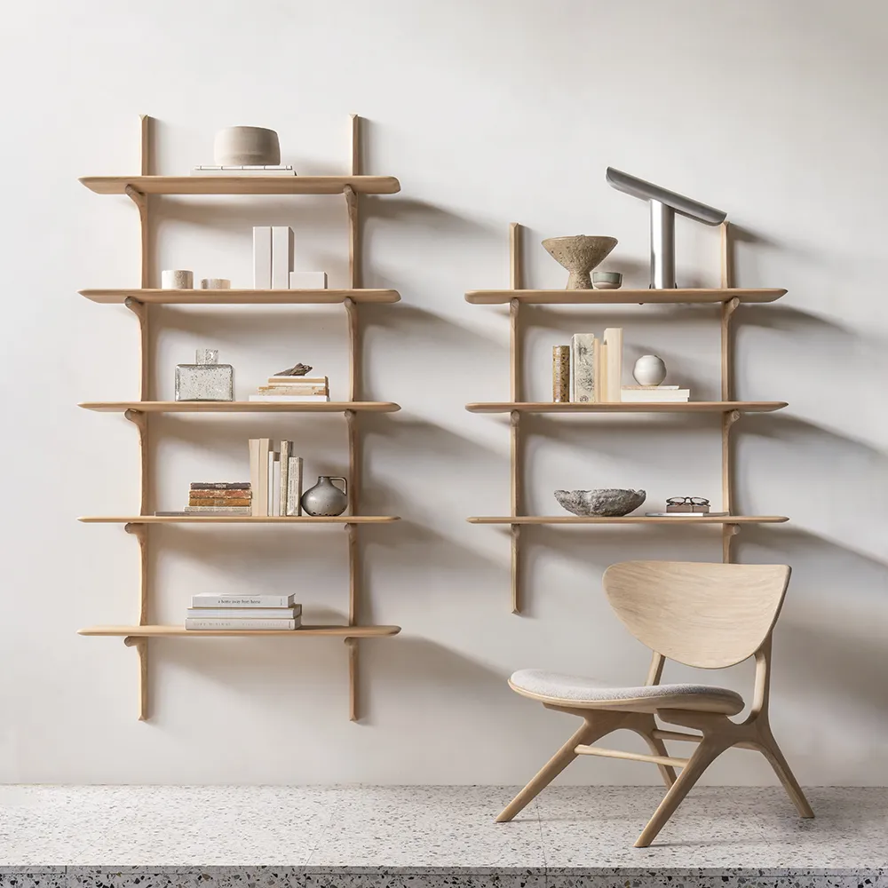 PI Wall shelf Oak 3 shelves