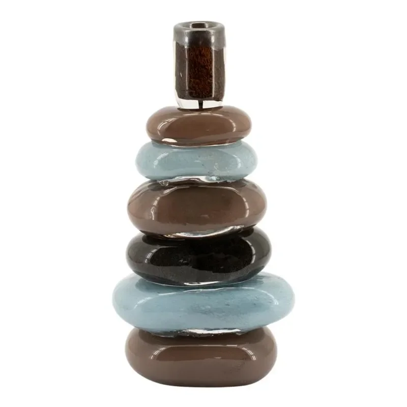 Toras 2 candle holder 13,5x10,5x32 cm glass multicolour