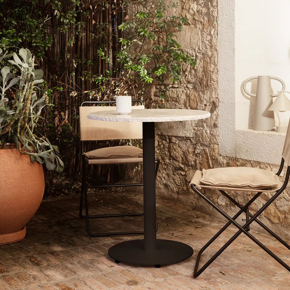 Mineral Café Table - Bianco Curia/Black