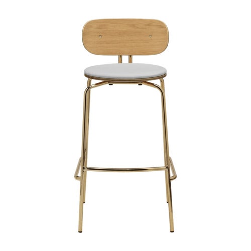 Curious Bar Stool Oak/Brass Sterling