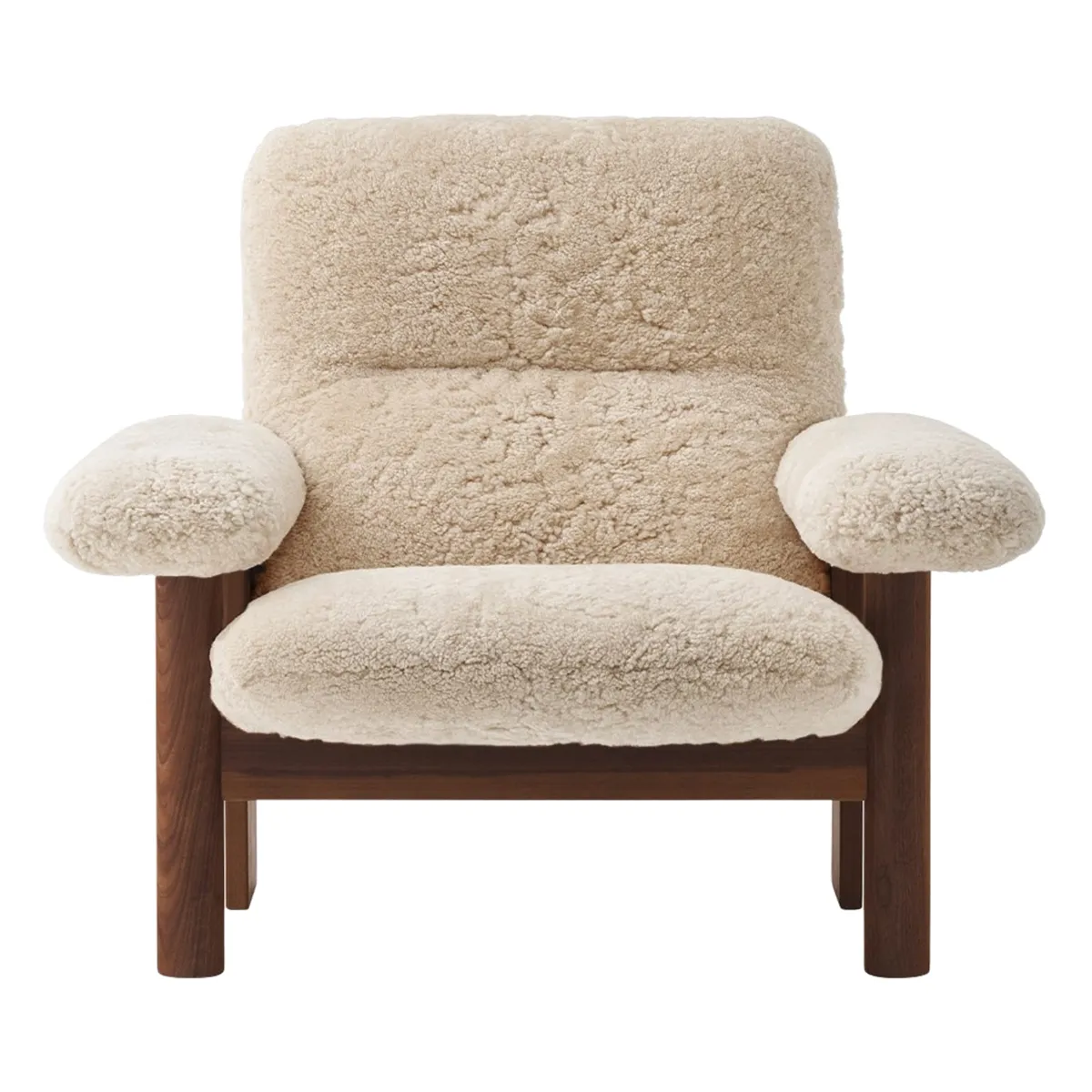 Brasilia Lounge Chair Dark Stained Oak, Sheepskin Nevotex Nature