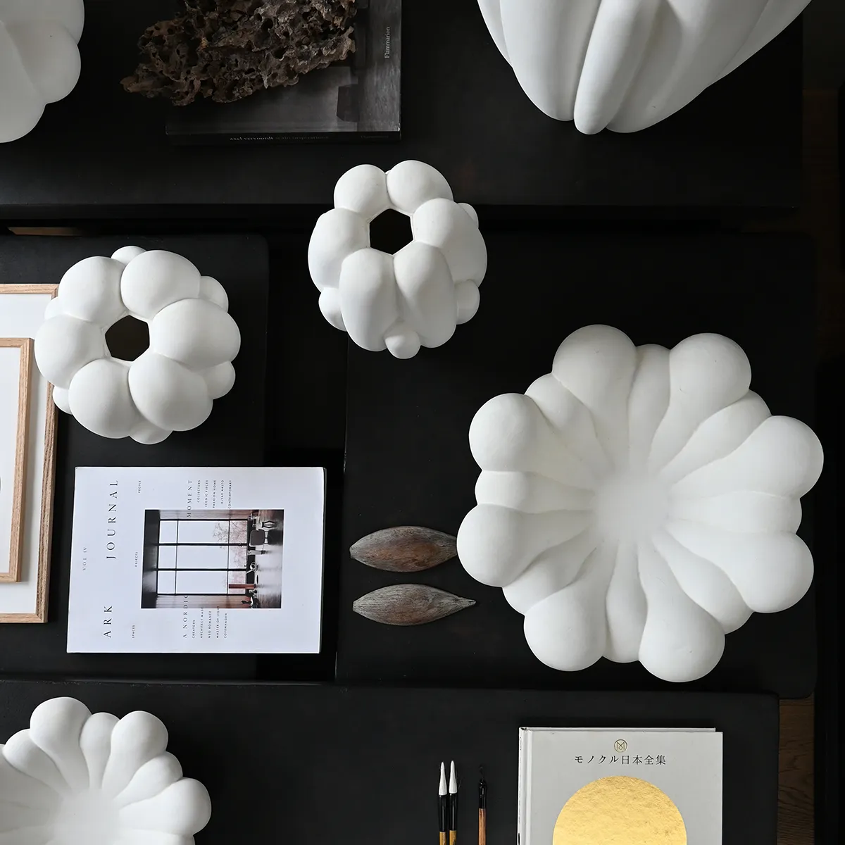 Handmade Decorative Bowl Bloom Bone White Ø 44 cm