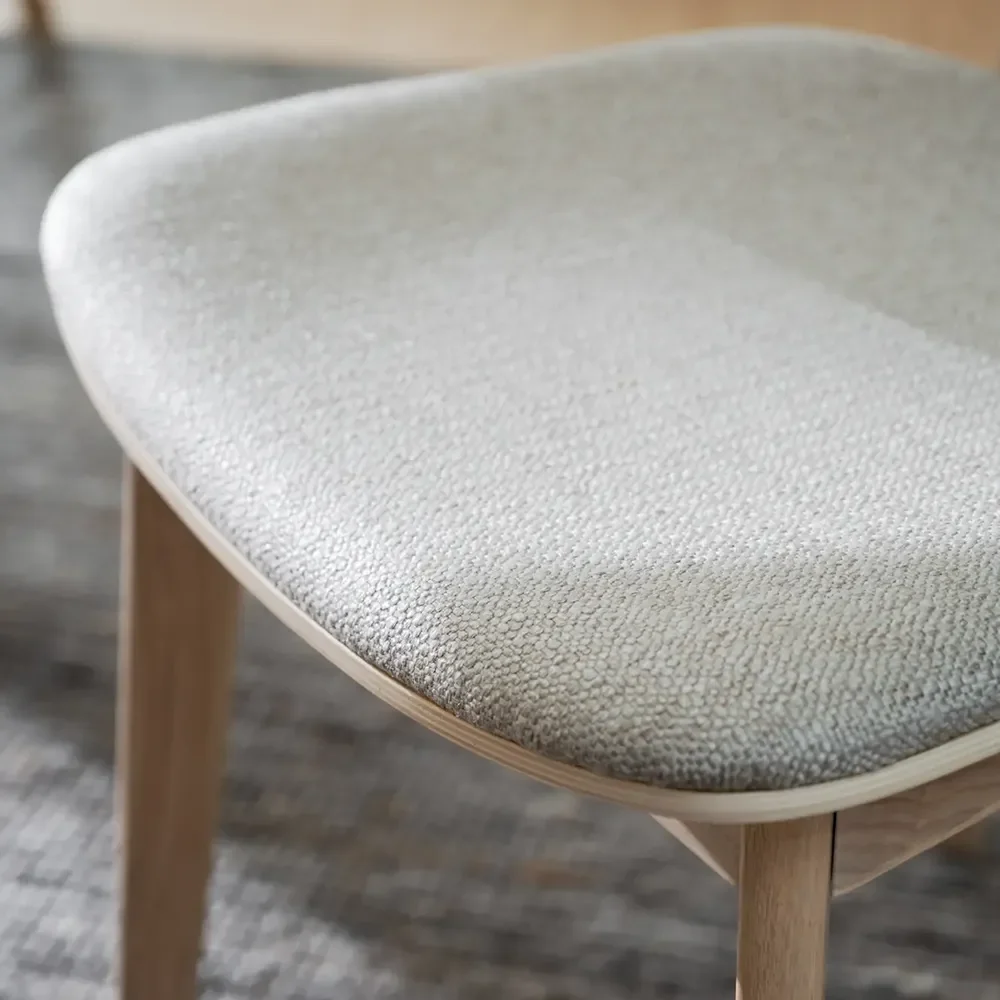 Kato dining chair whitewashed oak/grey-beige fabric