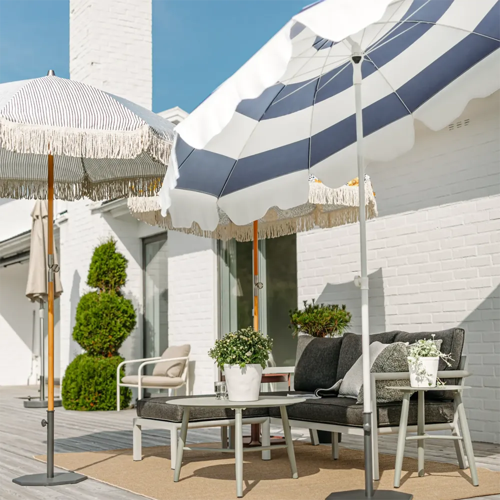 Gatsby parasol Ø180 cm grey striped 