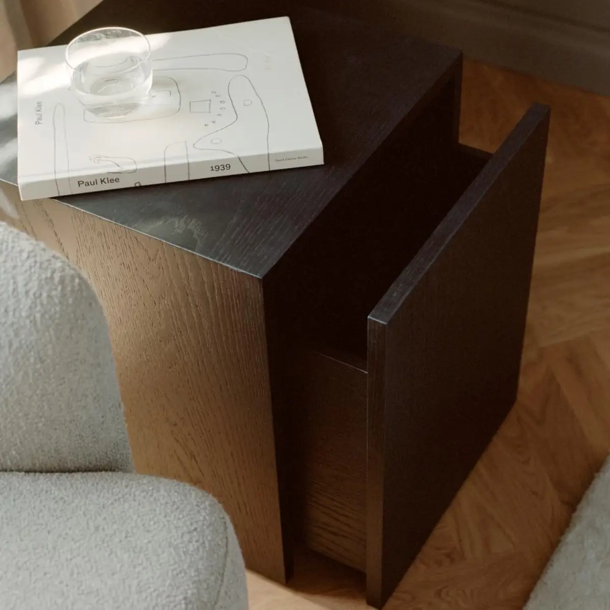 Mass Side Table with Drawer Black Stained Oak