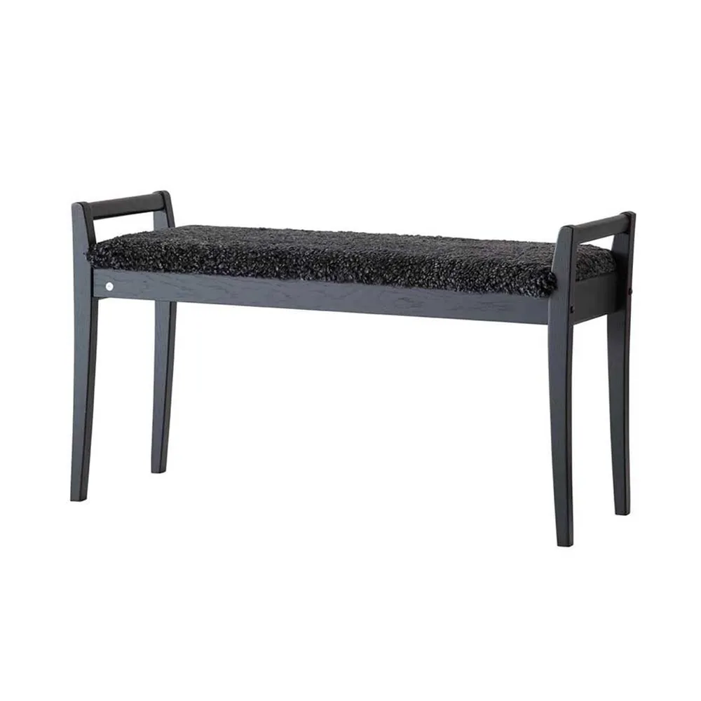 Oscarssons Möbel Meja Bench Black stained Oak/Sheepskin Dark grey | Buy ...