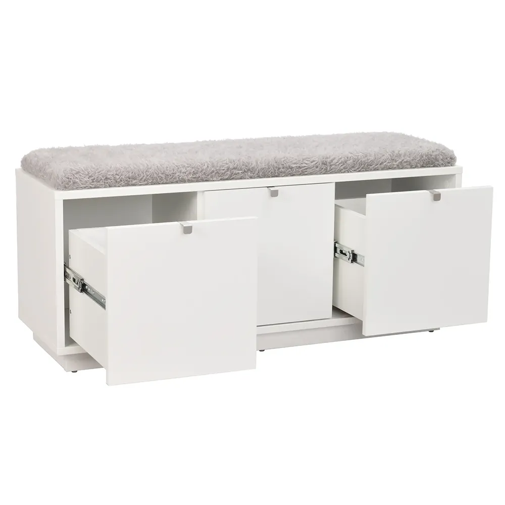 Confetti storage bench white/sheepskin look