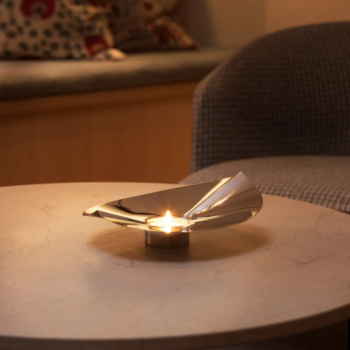 Löv vase/candle holder silver