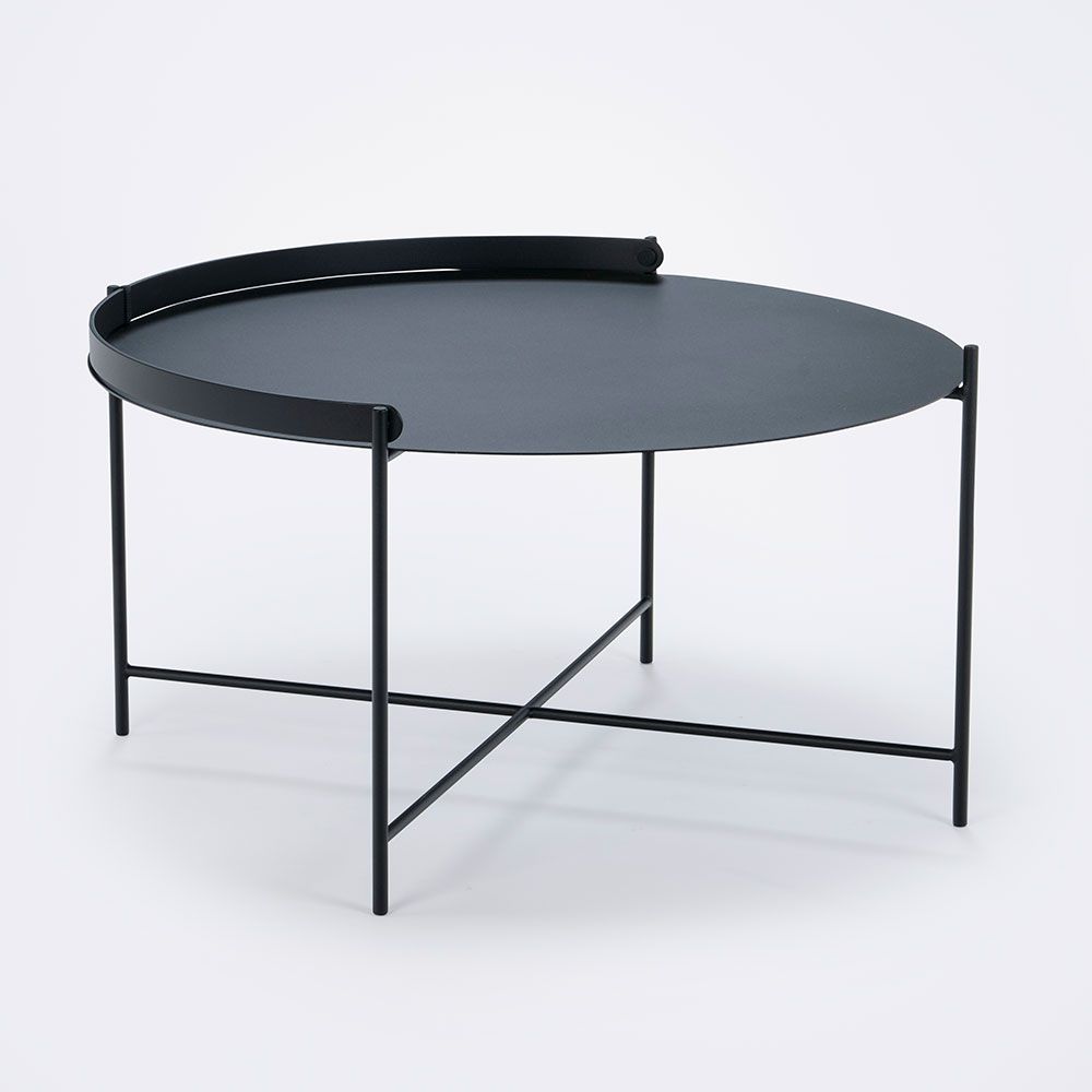 Edge side table 76 cm black steel