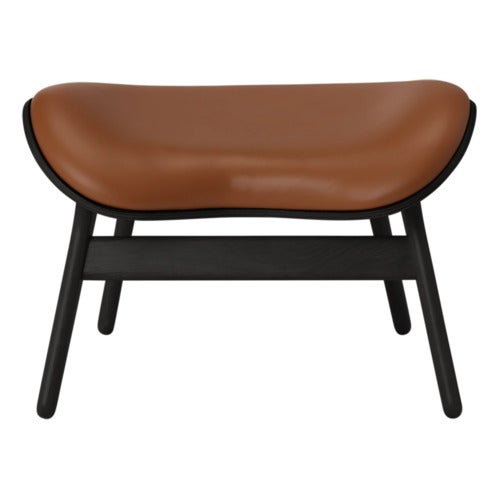 A Conversation Piece Ottoman Footstool Black Oak/Umage Leather Cognac