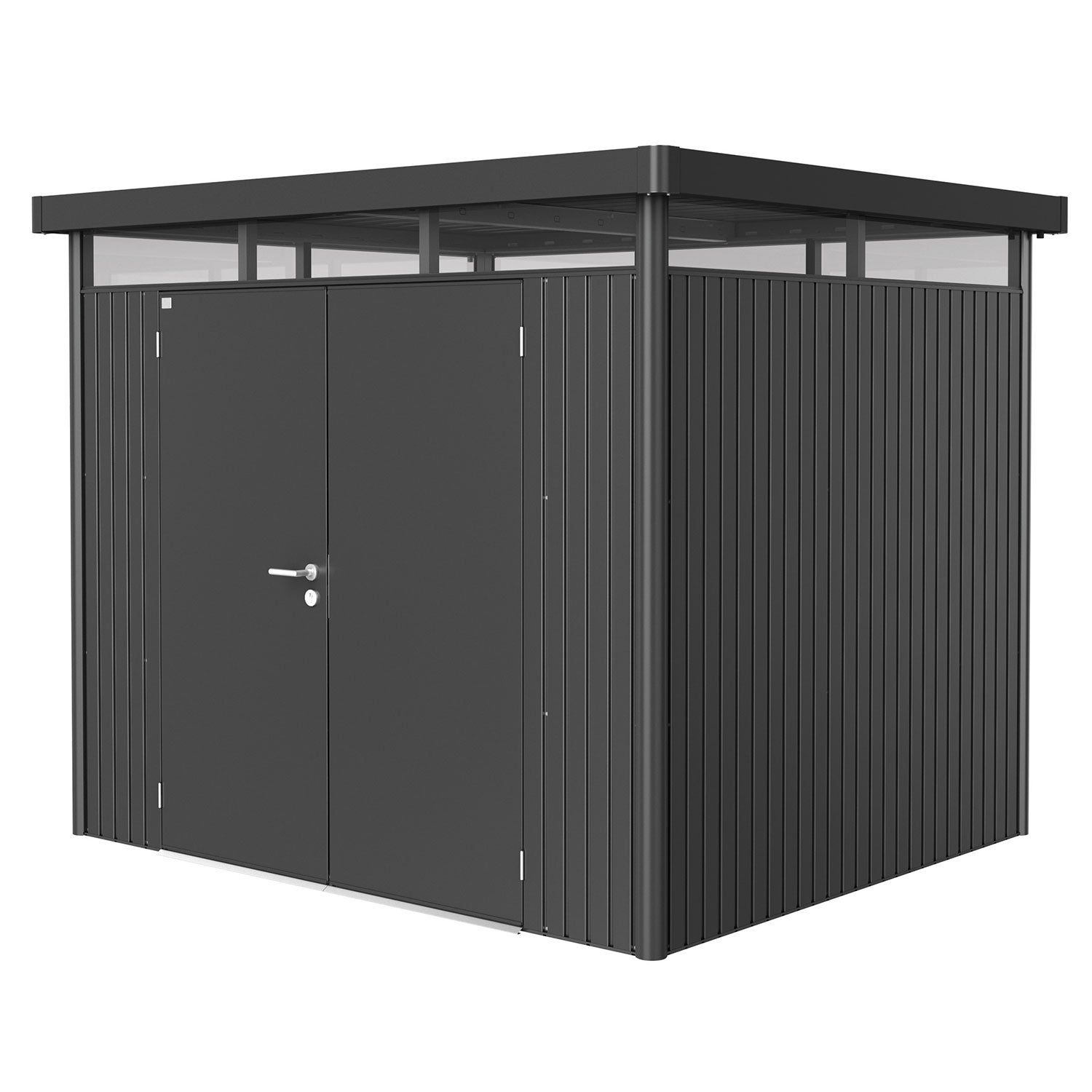Highline Garden shed double door size h3 metallic dark grey Biohort
