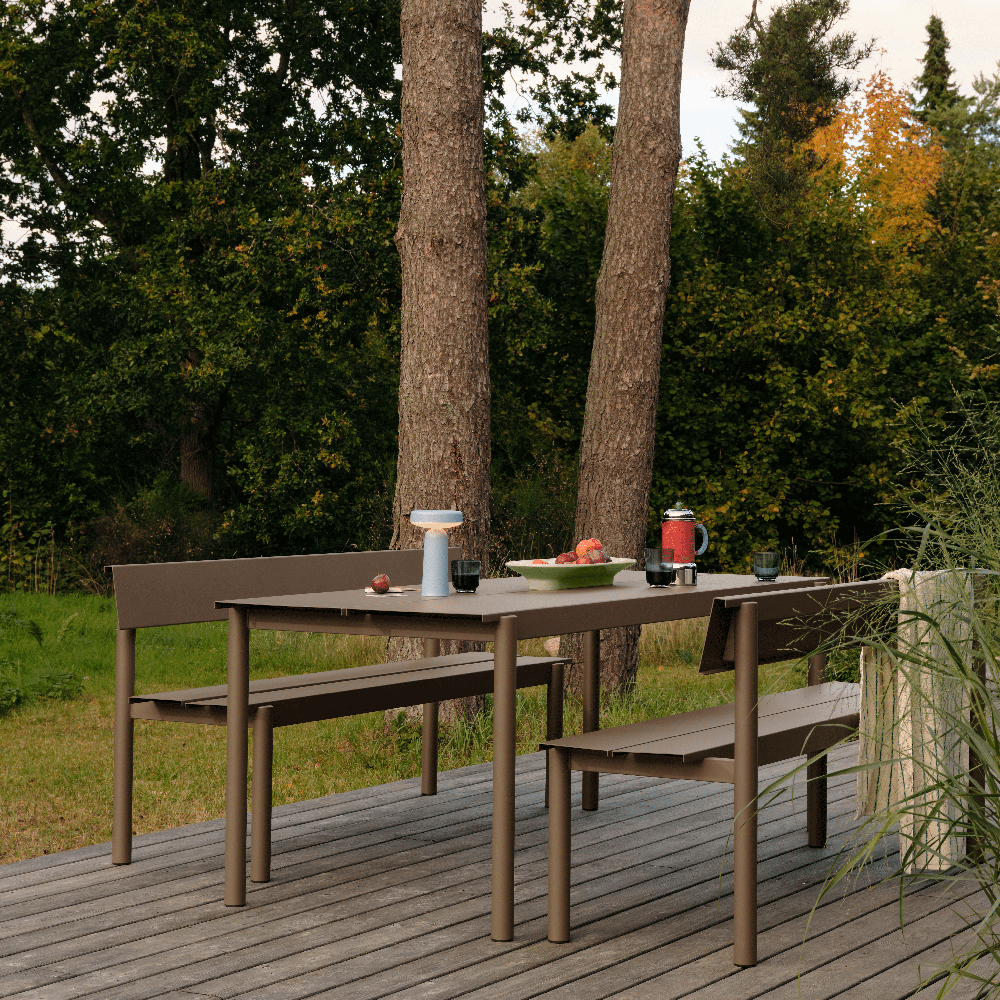 Straight steel bench 170cm Linear Steel Dark Green