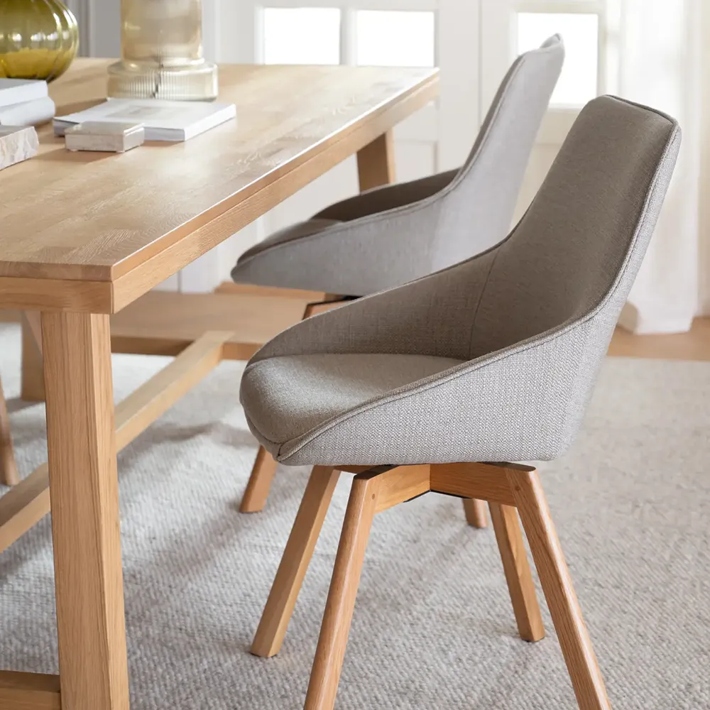 Alison dining chair beige fabric/oak legs
