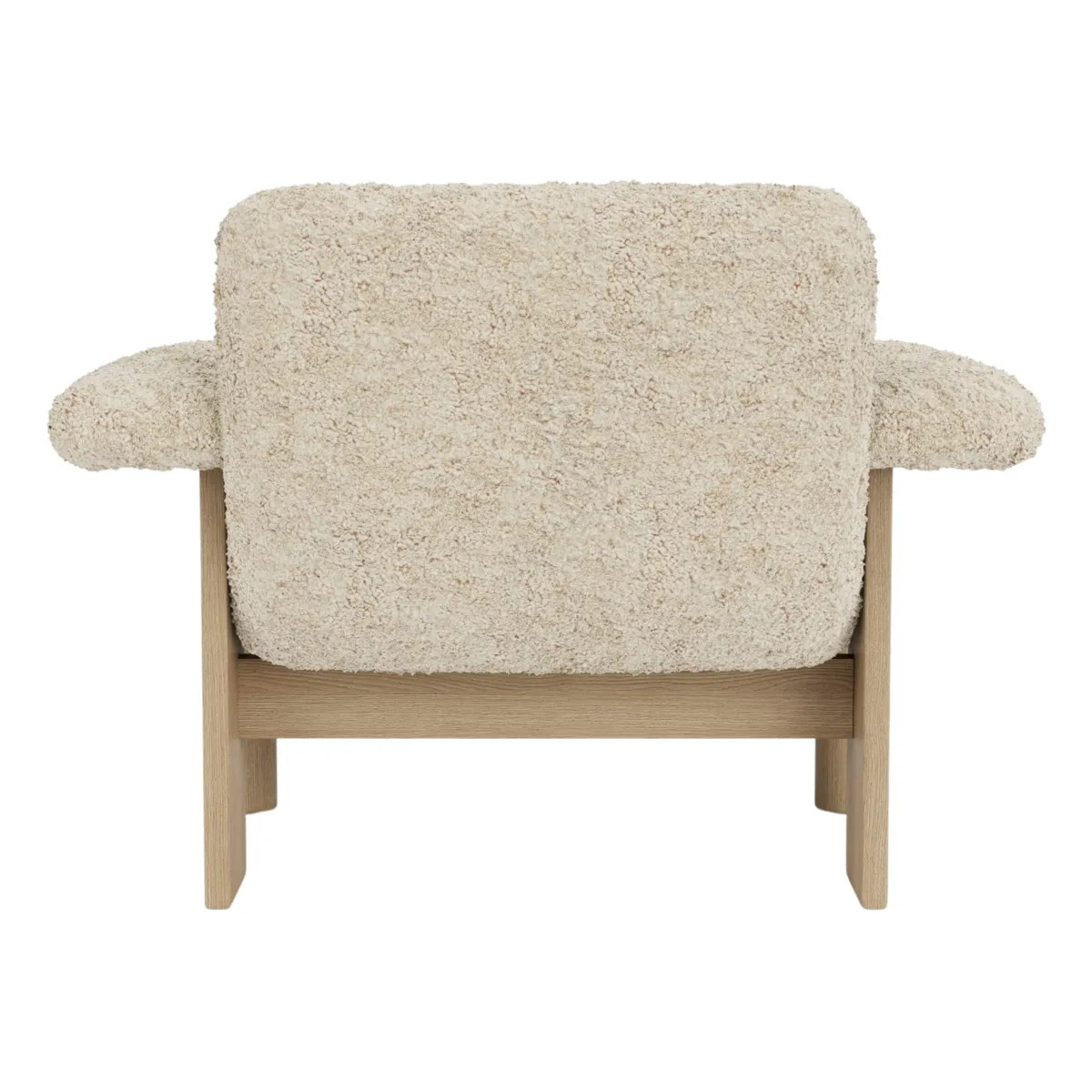Brasilia Lounge Chair Fully Upholstered Low Back Four-Leg Base Solid Oak Natural Sheepskin Nevotex Nature