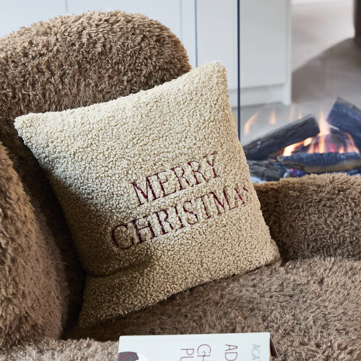 Cushion Cover Merry Christmas Beige 50x50 cm