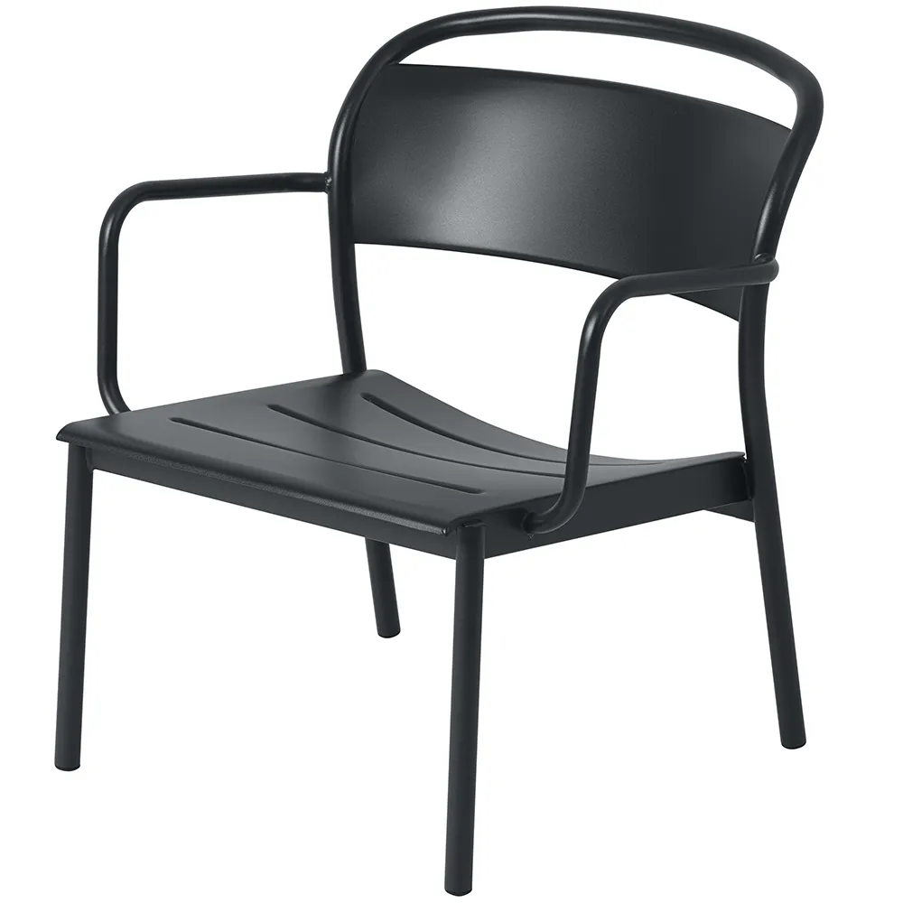 Linear Steel Lounge Armchair Anthracite Black 
