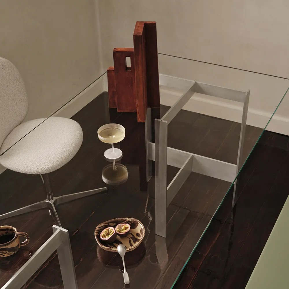 Lager Dining table 200x90 cm - Glass/Aluminium