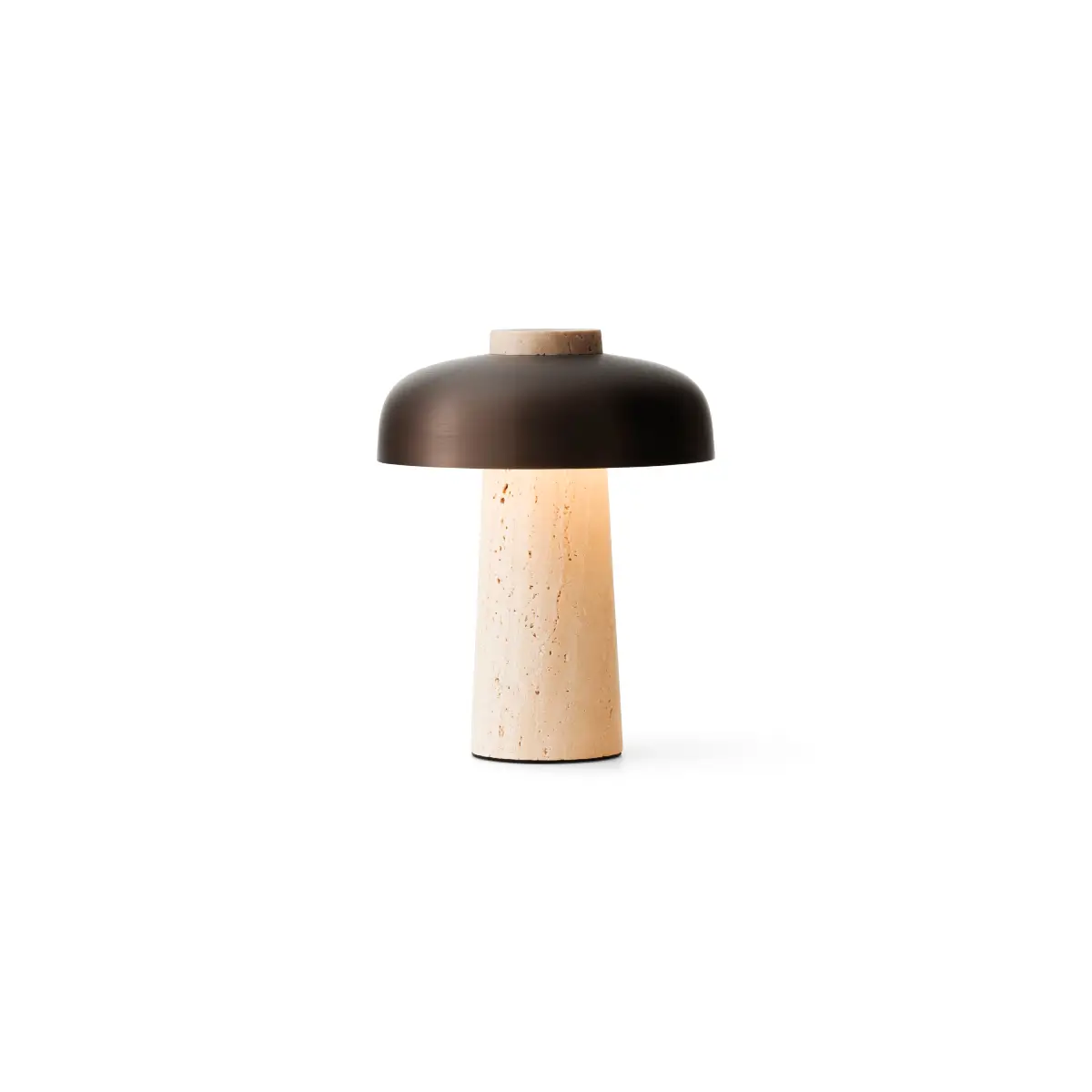 Reverse Portable Table Lamp Travertine, Sand/Aluminium, Bronzed