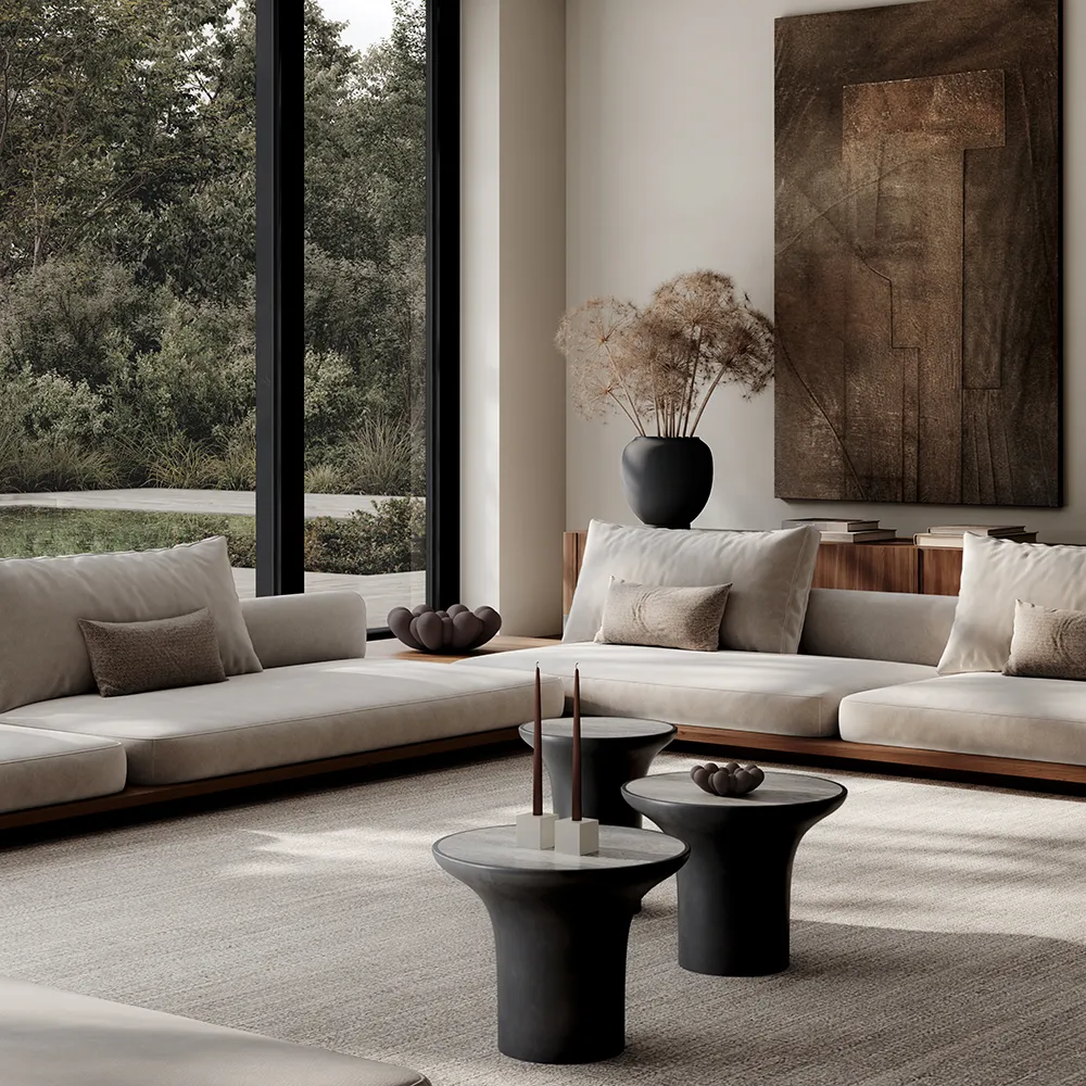 Trumpet Table, Tall - Silver Travertine