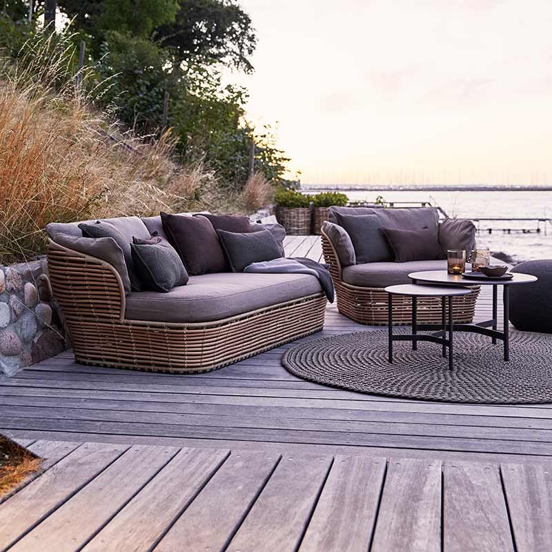 Lounge Armchair Basket Natural Wicker Incl Light Cane-Line Airtouch Cushion Set