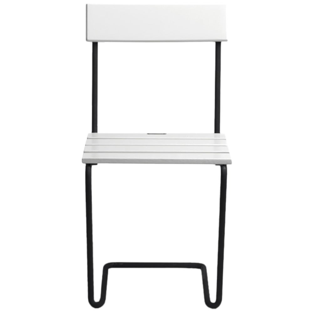 Chair 1 White lacquered Oak / Black Stand