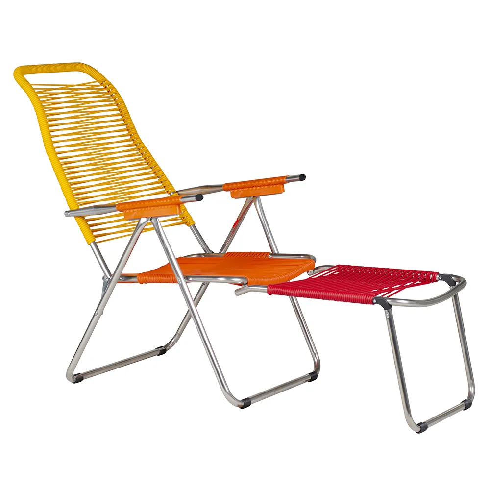Spaghetti sun lounger pop yellow/orange/red/orange aluminium