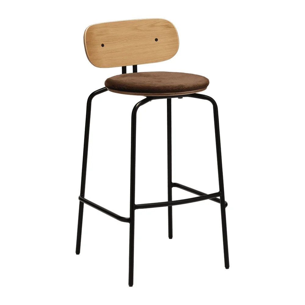 Curious Bar Stool Oak/Black Teddy Brown