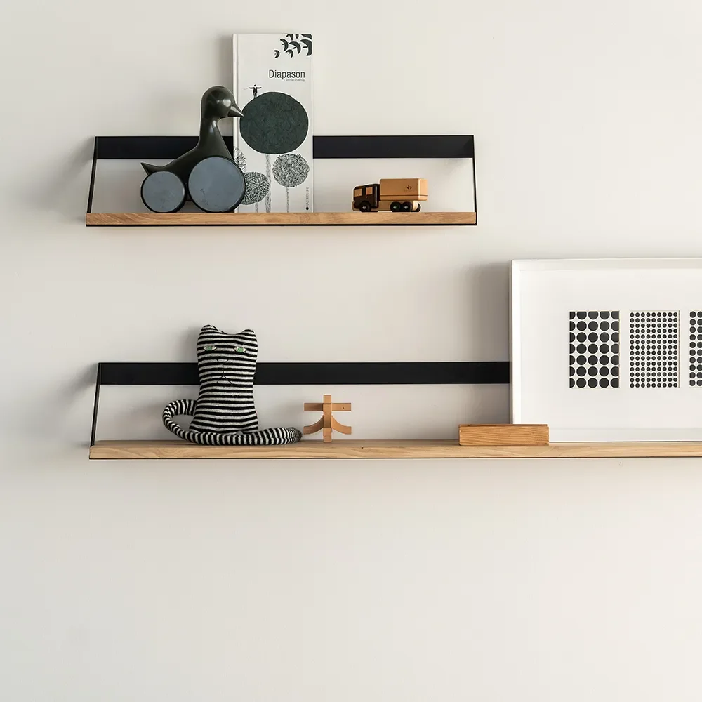 Ribbon Shelf 70x20 cm Oak/Black metal