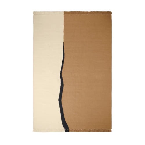 Soil Kelim Rug 200x300 cm- Dark Sand/Off-white