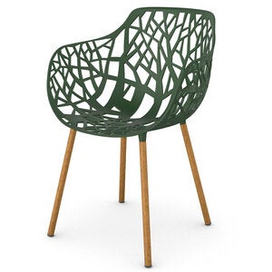 Forest armchair with Iroko upholstered legs Dark Green