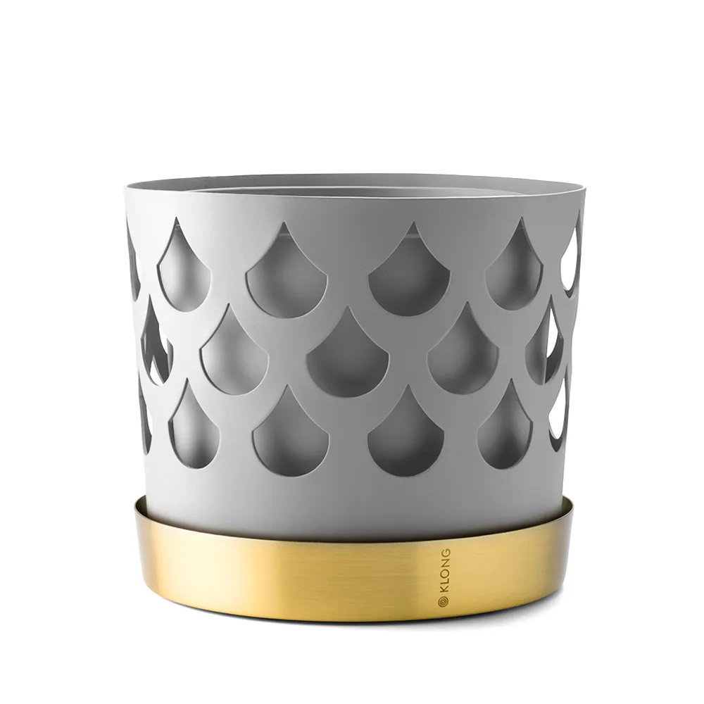 Trio Drop Medium Tray in Grey Brass