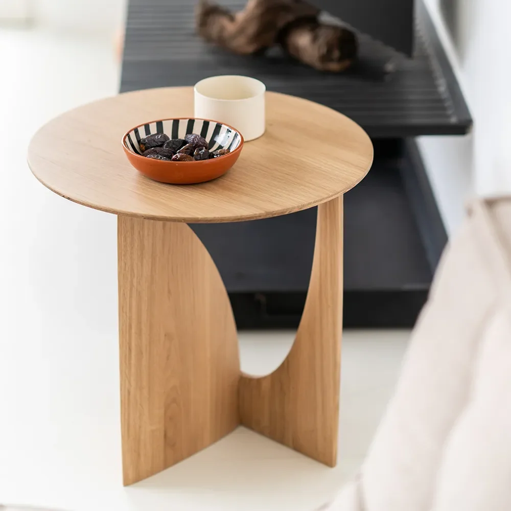 Geometric Side Table Oak 