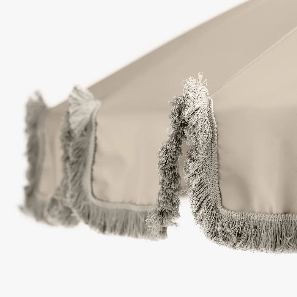 Parasol with fringes Ø240 cm Beige