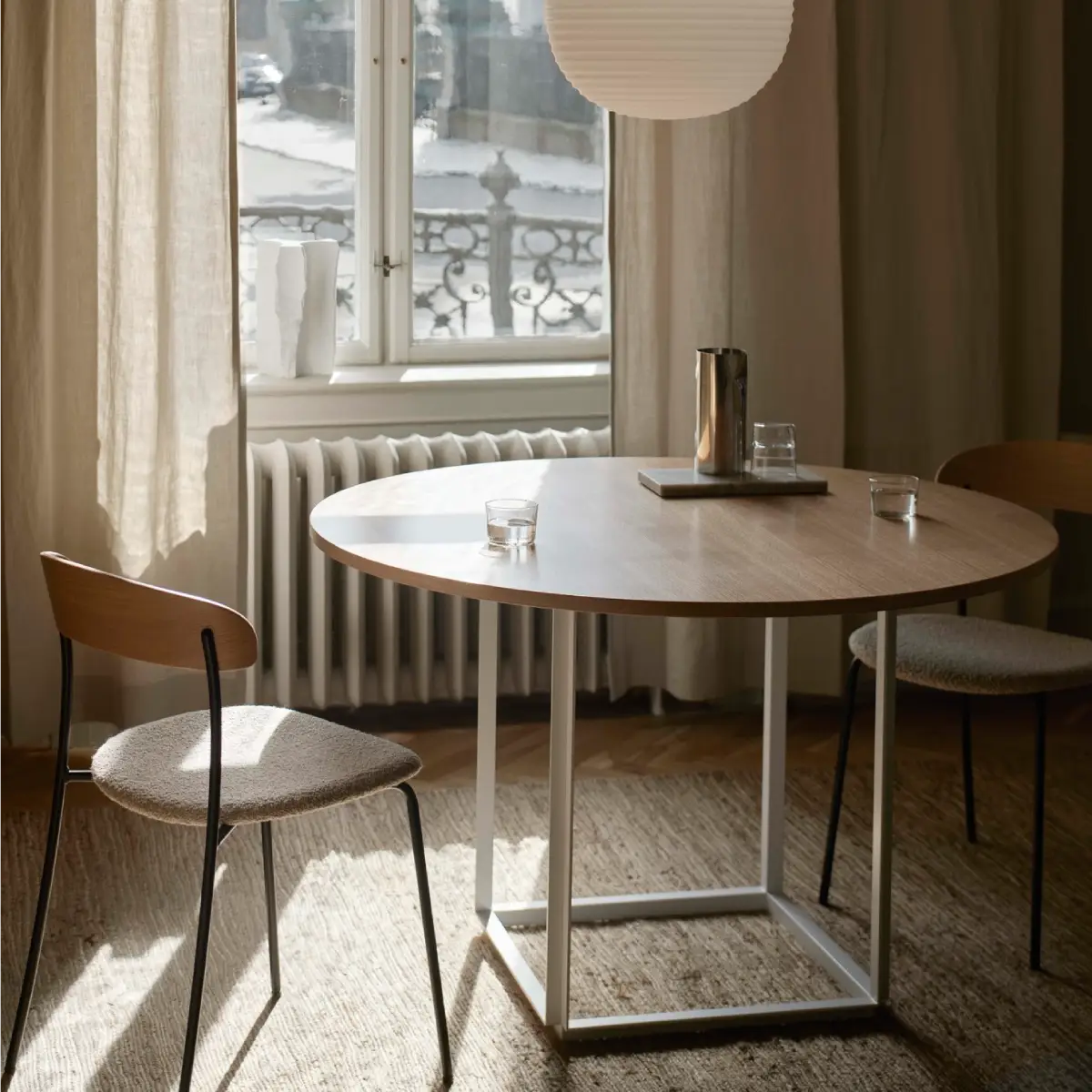 Florence Dining Table Frame Small Metallic White