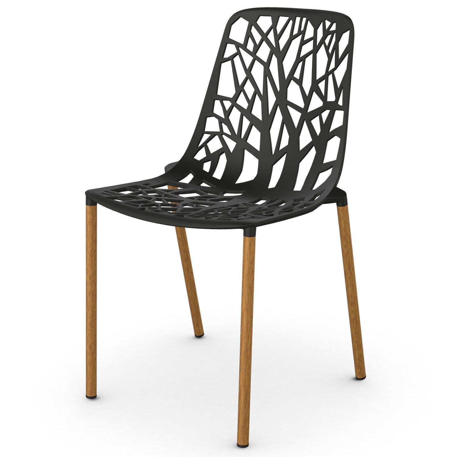 Forest dining chair with Iroko upholstered legs Black