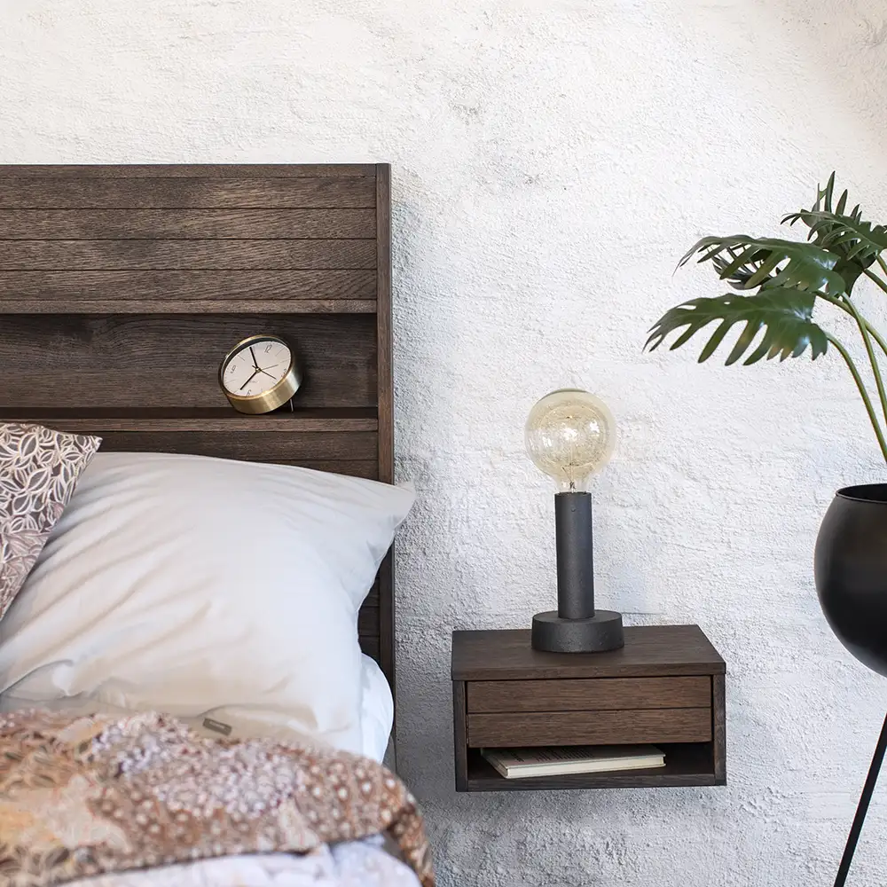 Trace Bedside table wall-hung Smoked oiled oak