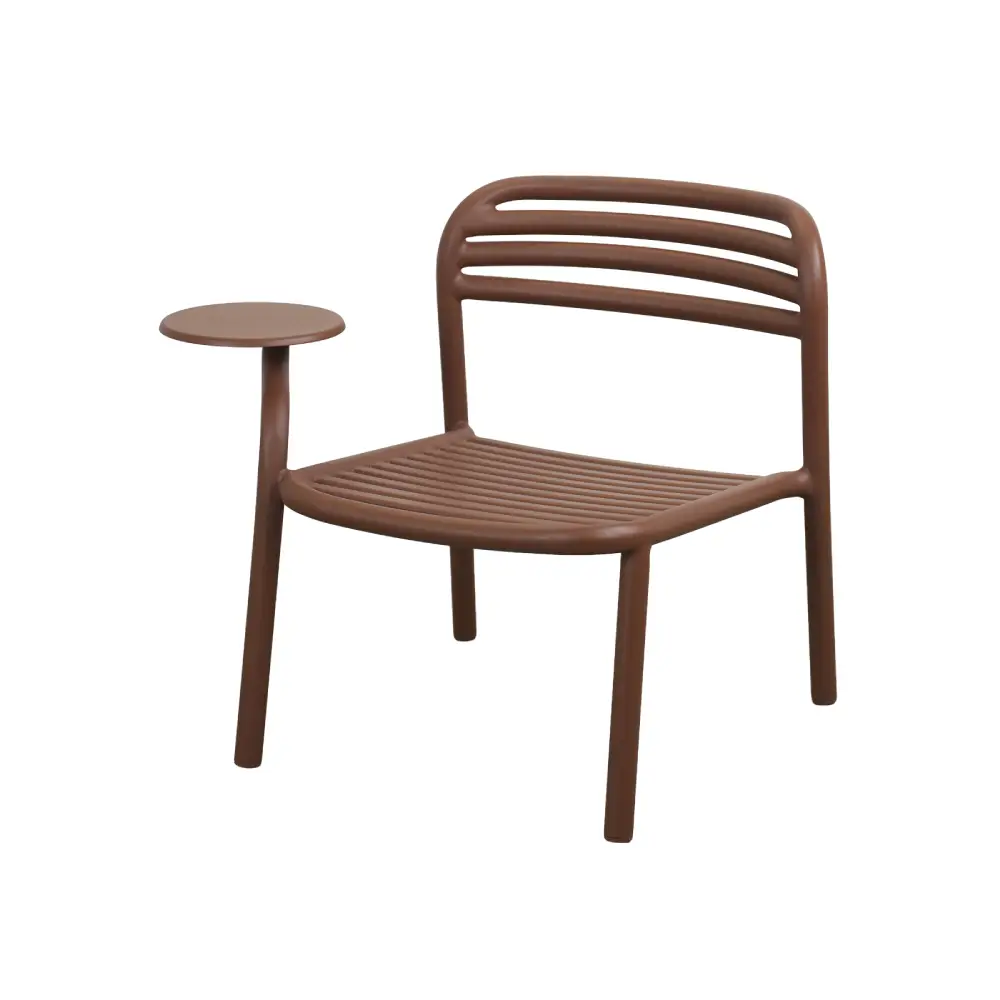 Bliss lounge chair m/side table right Desert red, aluminium