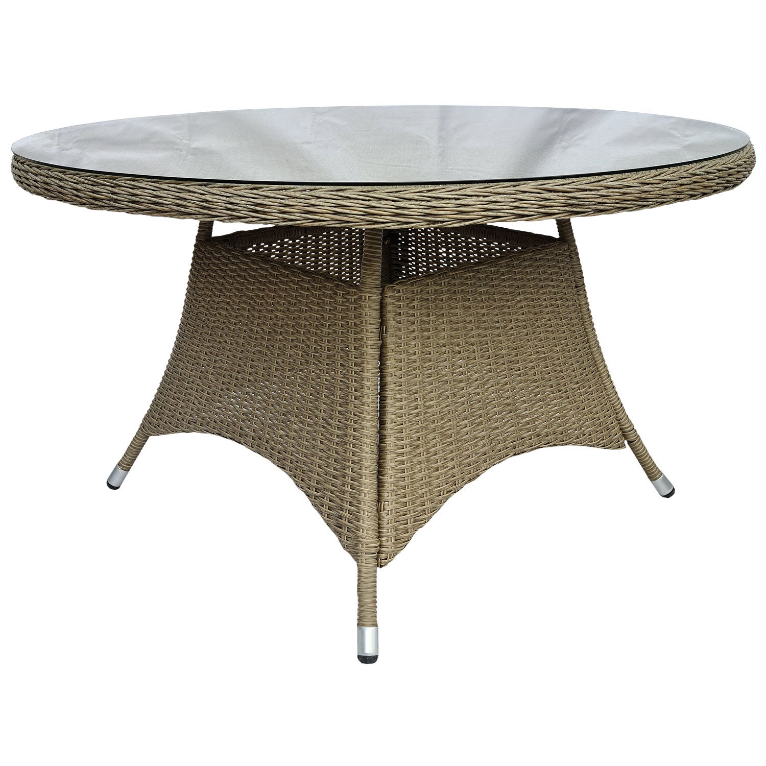 Hornbrook dining table 150 cm beige synthetic rattan incl glass