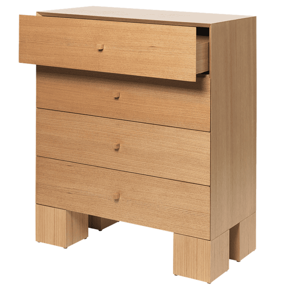 Kuben Drawers 1x4 - Natural Oak Veneer