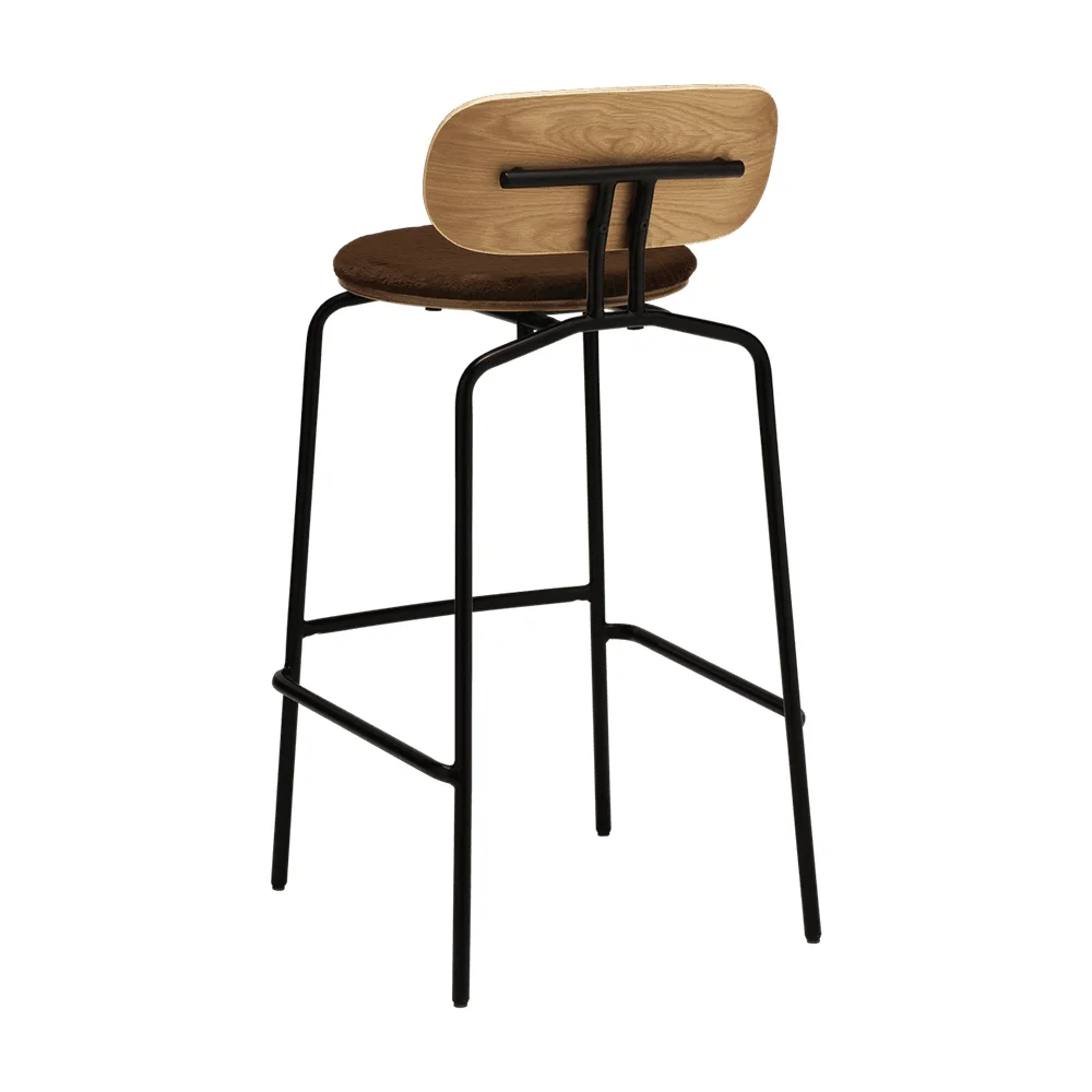 Curious Bar Stool Oak/Black Teddy Brown
