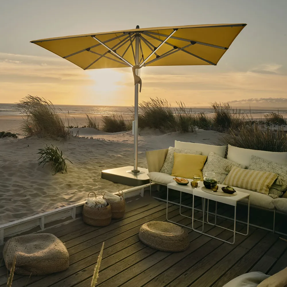 Fortello LED 350x350 cm parasol alu Cat.5 805 Walnut