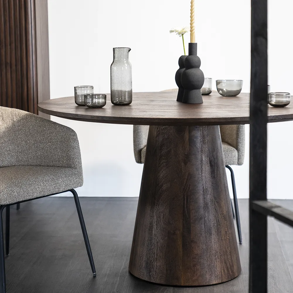 Aron Dining table round 130x76 - brown