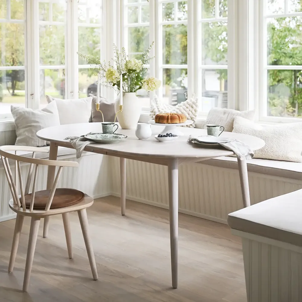 Tyler oval dining table 170-210x705 cm white pigmented oak