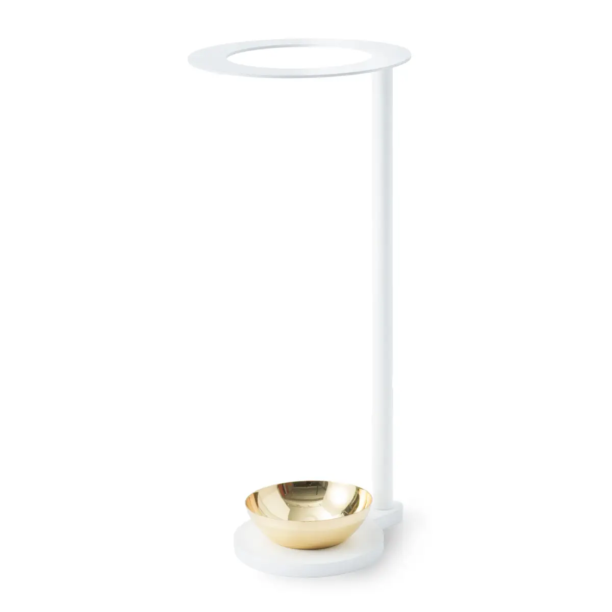 Monokel Umbrella Stand White Stainless Steel, Brass