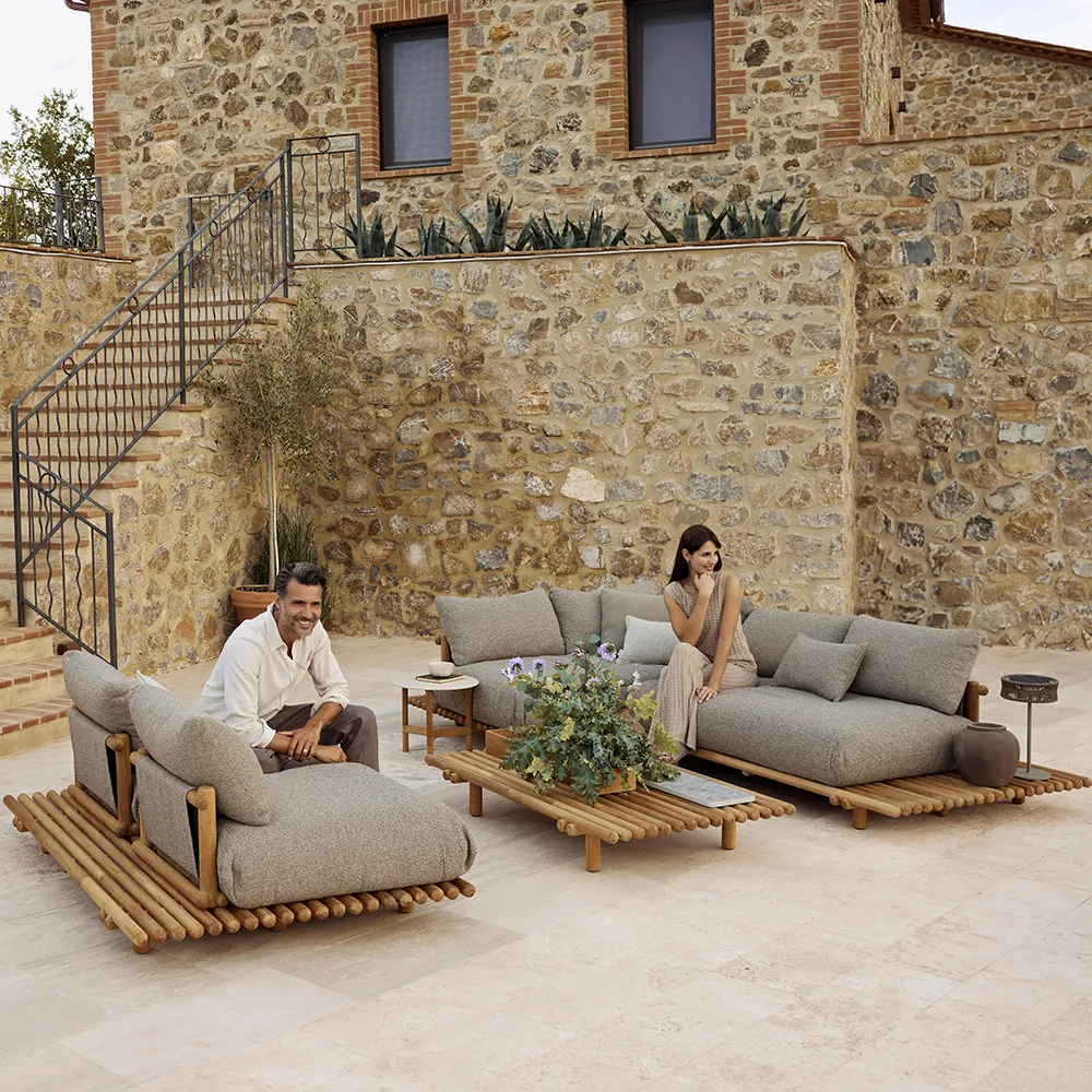 Sticks corner sofa Teak/sand