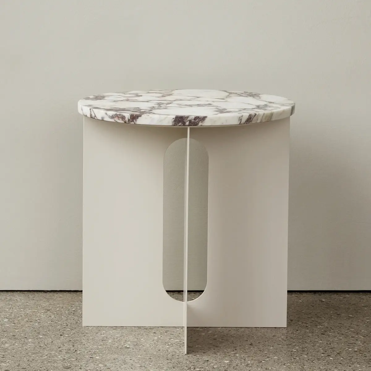  Androgyne Side table/base Ivory Steel - Ø40 cm
