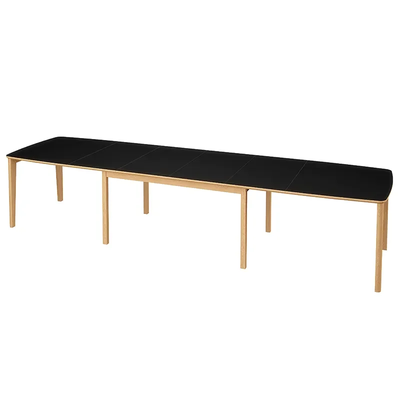 SM107 Dining table 101x160-316-368 cm Natural oiled oak - Black Nanolaminate