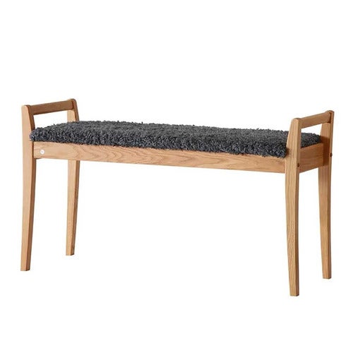 Meja Bench Oiled Oak/Sheepskin look Dark grey