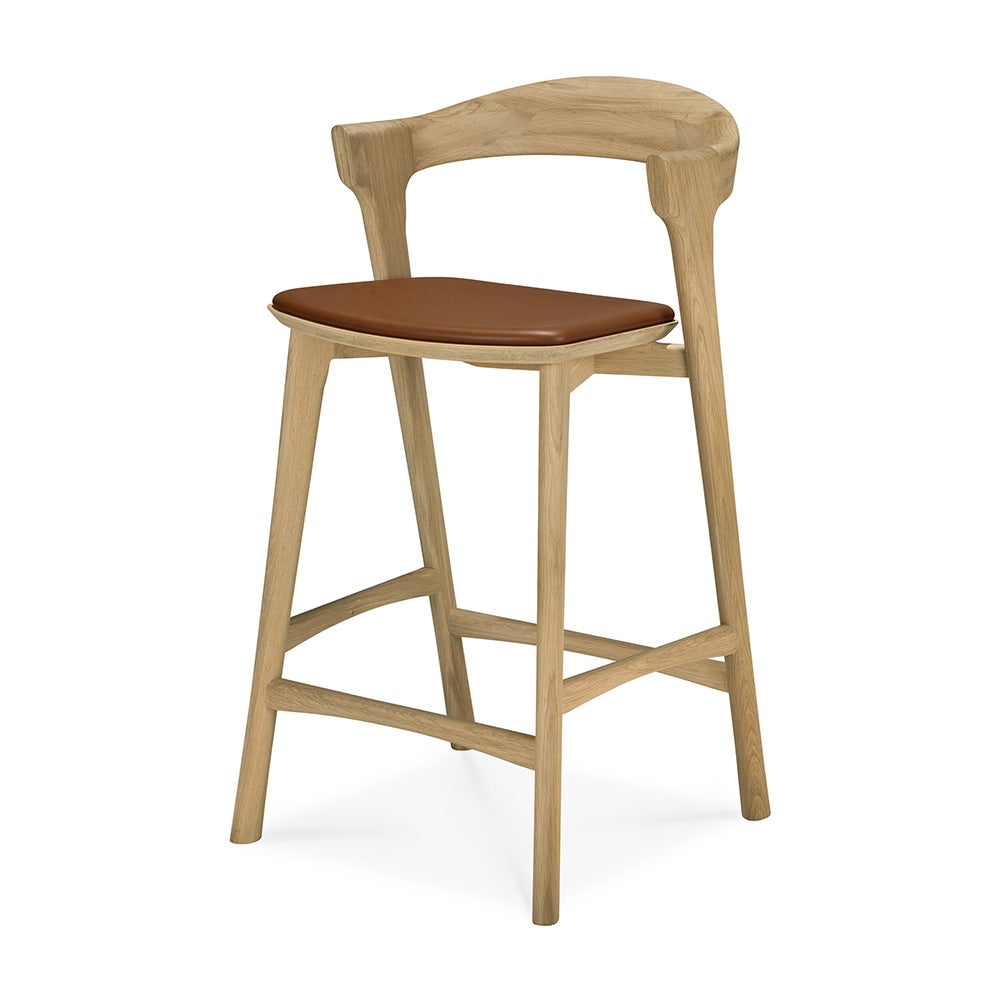 Bok Bar Stool Lacquered Oak- Cognac leather
