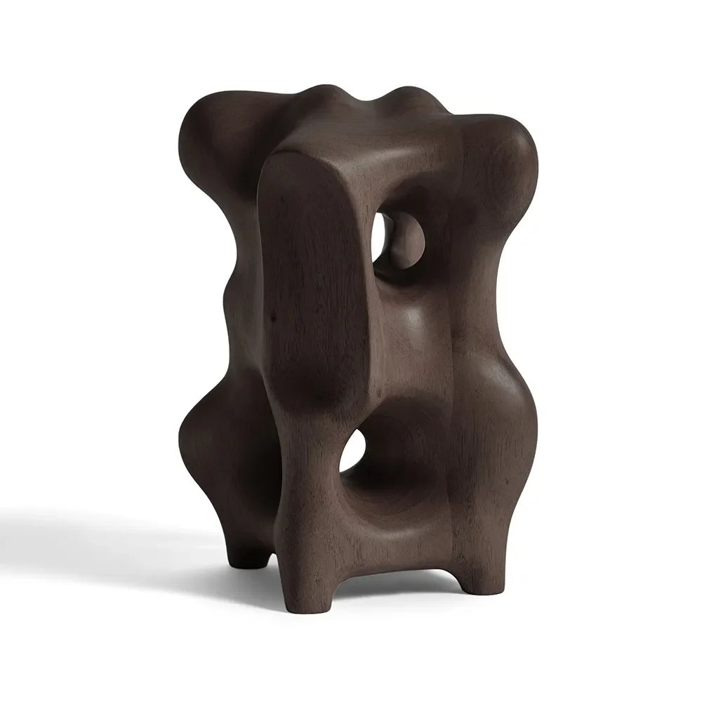 Organic sculpture - varnished mahogany - dark brown